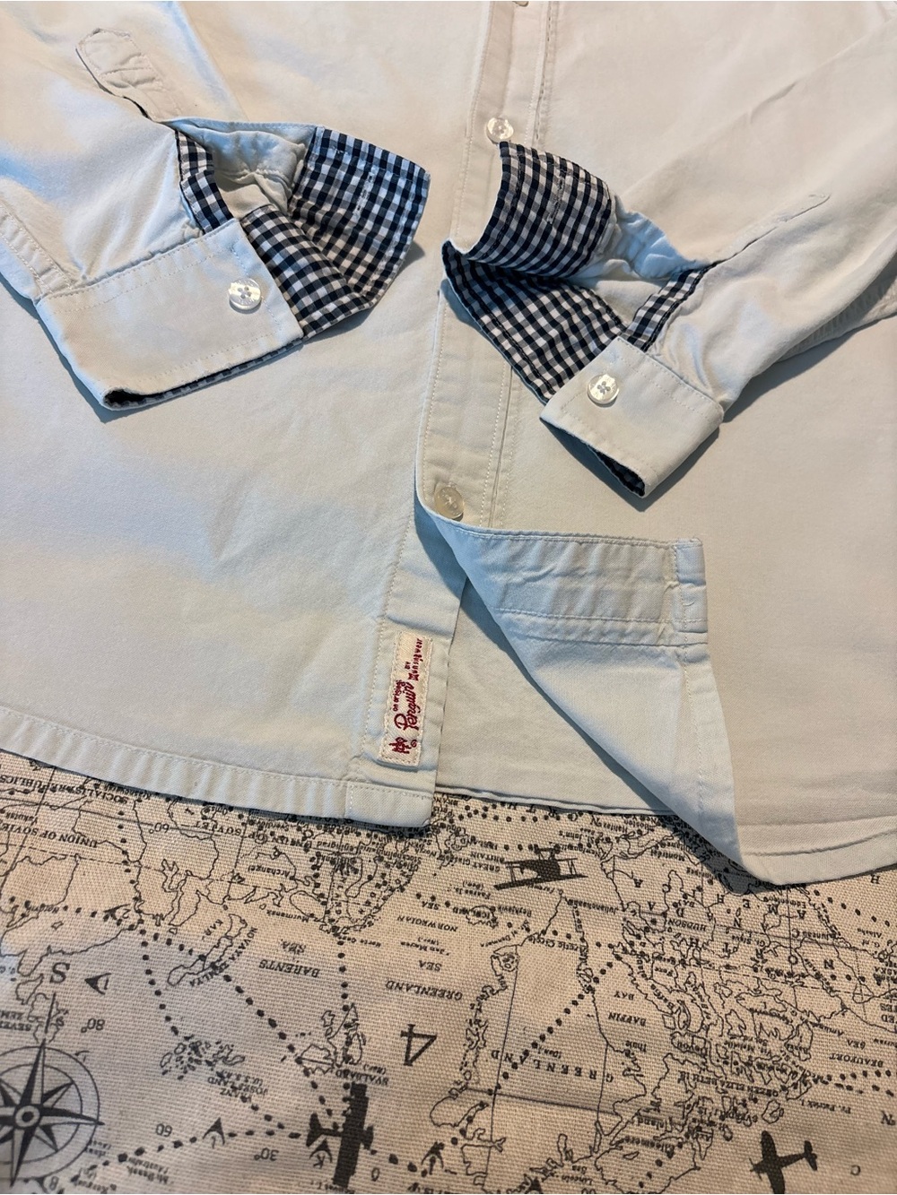 Original Penguin Light Blue Shirt with Navy Gingham Trim